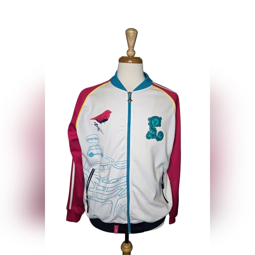 Roots x LRGTrack Jacket Large Y2K Graphic Zip Streetwear Oversized Art To Wear‎
